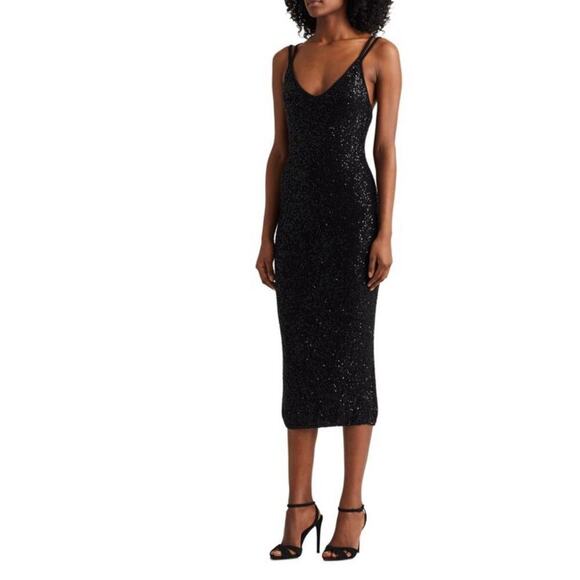 Ralph Lauren Collection Purple Label Sequin Cocktail Bodycon Midi Dress XL $3k - Picture 3 of 10